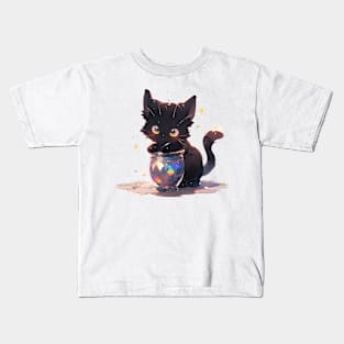 Black Cat and Magical Jar Kids T-Shirt